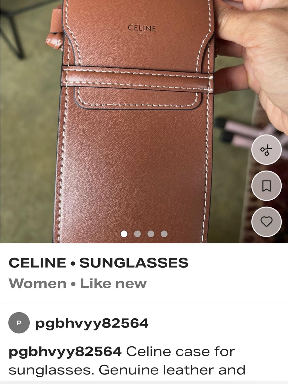 Celine Tan Leather Sunglasses Case